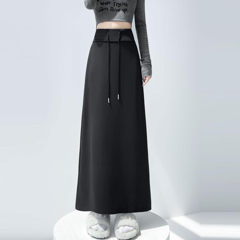Women's Gray Elastic Waist A-Line Mini Skirt - Sporty High Waist, Bodycon, Slit, Casual Autumn Wear for Petite