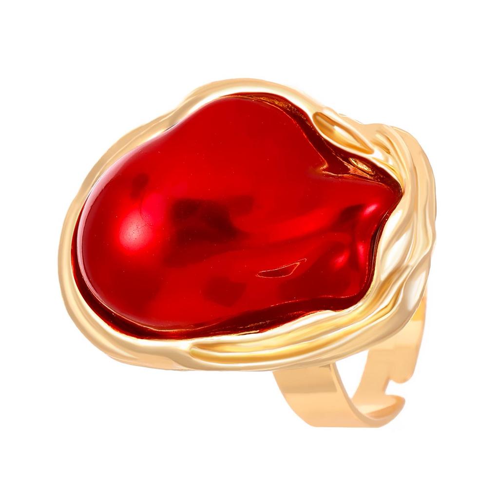 European & American Baroque Faux Pearl Open Geometric Ring