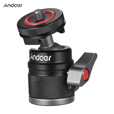 Adaptador de rótula mini Andoer para monitor, adaptador de zapata fría, rotación de 360 grados, aleación de aluminio, 1/4 de pulgada