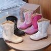 Girls' Embroidered Western Mongolian High-Top Leather Boots - Autumn/Winter 2026, Plus Velvet, Princess Performance Footwear