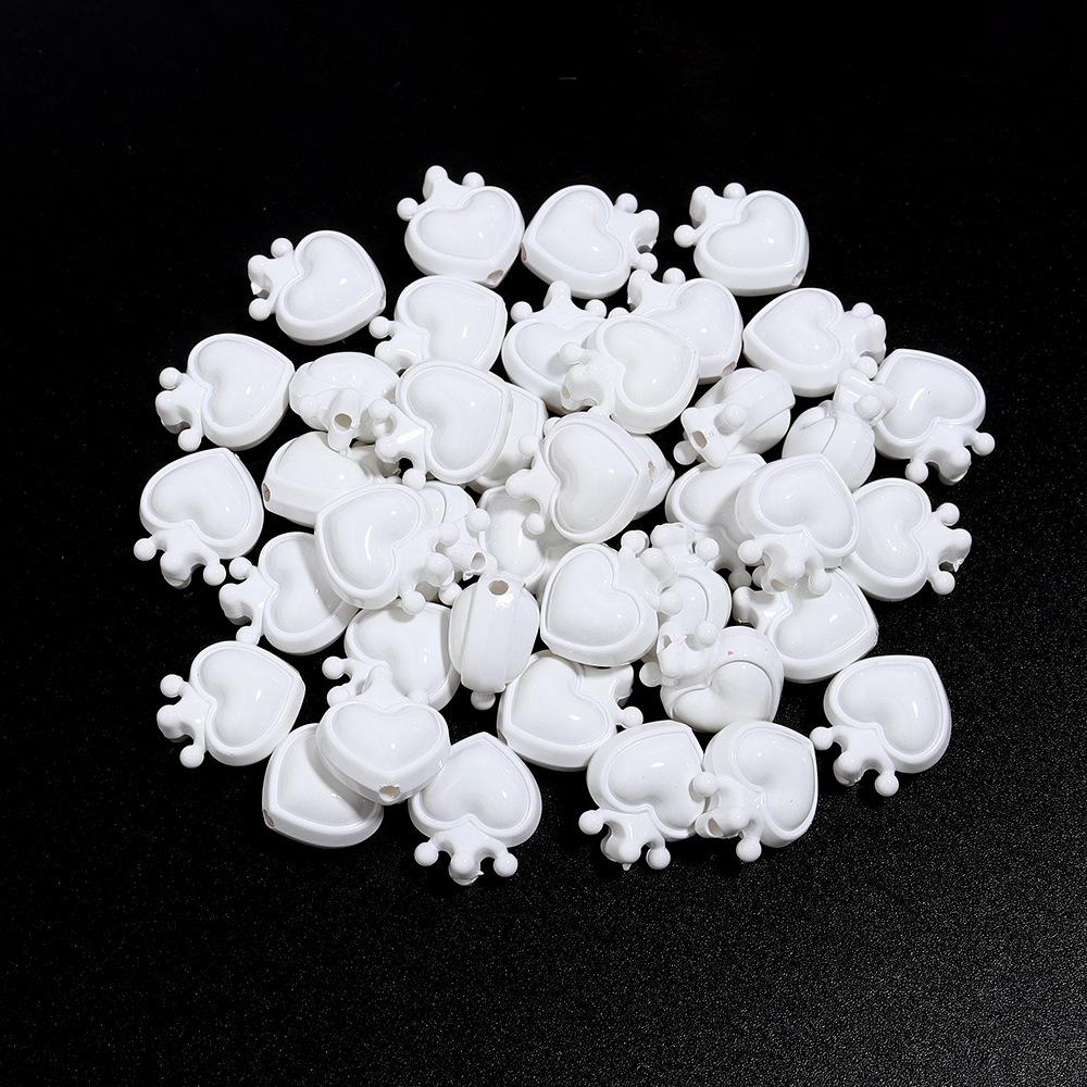 10-Pack Luminous Acrylic Heart Crown Beads for DIY Jewelry Crafting
