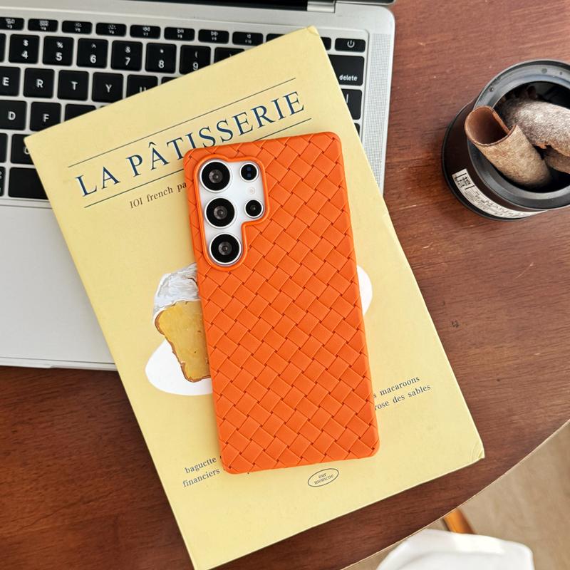 Premium Solid Color Woven Soft Leather Case for Samsung S25 Ultra Galaxy S25PLUS Cooling Soft Anti-fall Back Cover