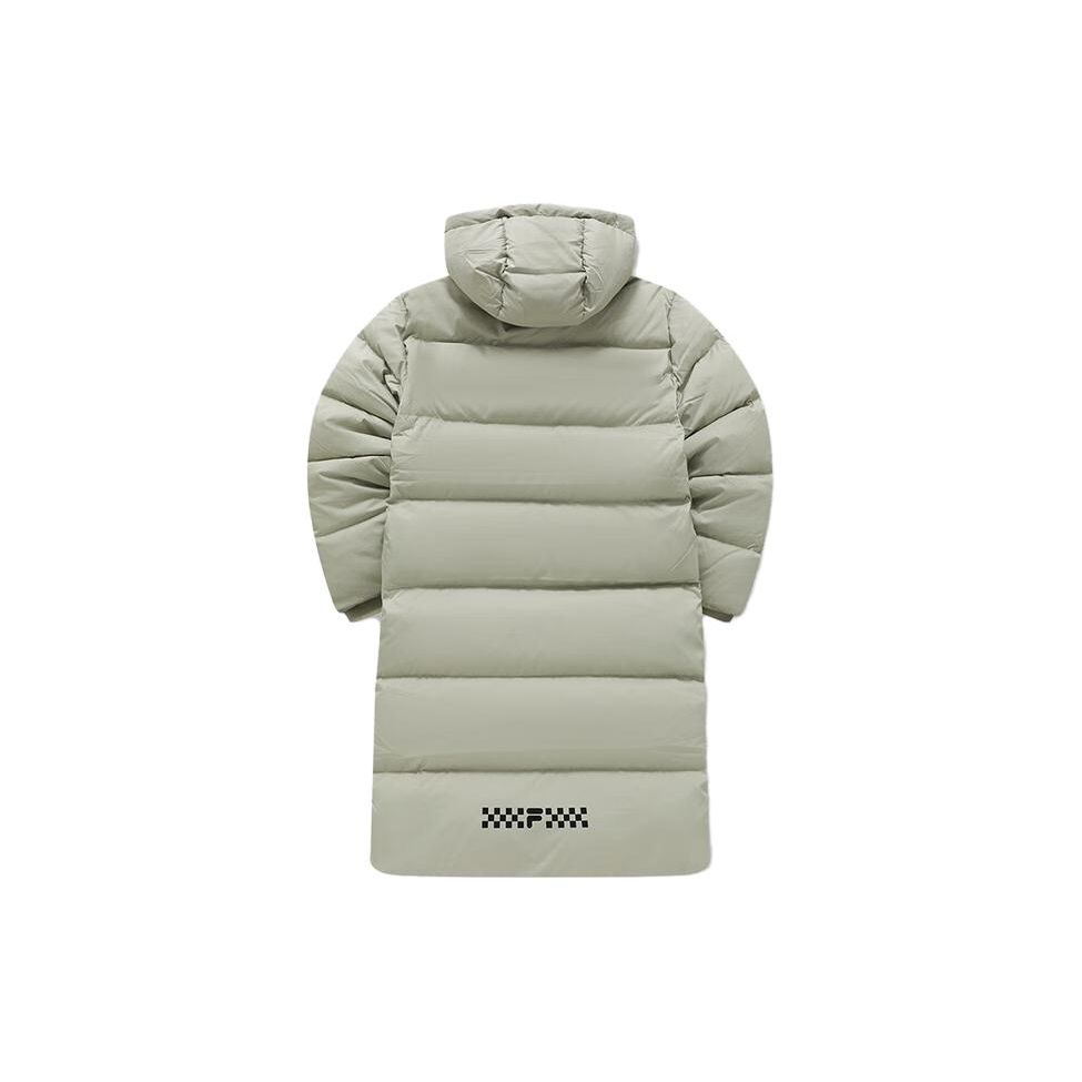 Fila Fusion Serie FOB Colore Solido Con Cappuccio e Zip Lungo Antivento Caldo Piumino Cappotti Unisex Grigio Scuro T11U343905F-DK