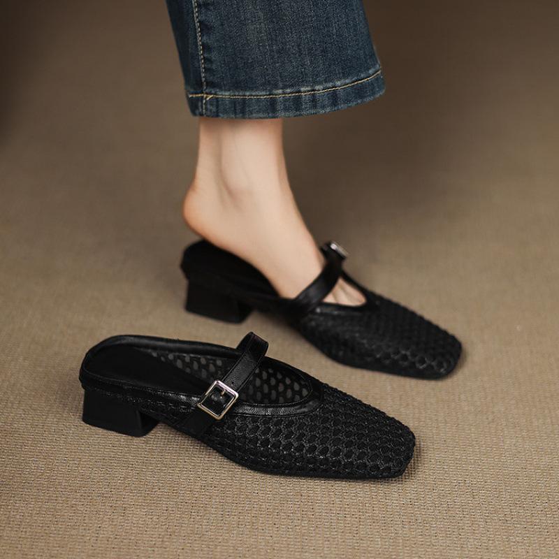Summer New Flat Slippers Low Heel Size Women's Shoes Solid Color Soft Sole Casual Cool Slippers Foot Bag Head Slippers