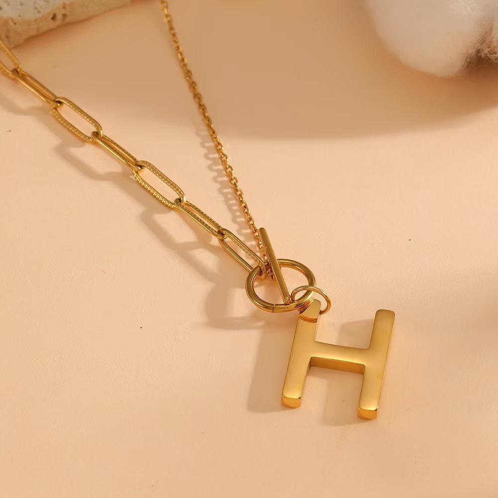 Stainless Steel 18K Gold Plated Sporty Letter Necklace Multi-style High-grade Box Chain Human Shape Women Micro Insert Dongguan