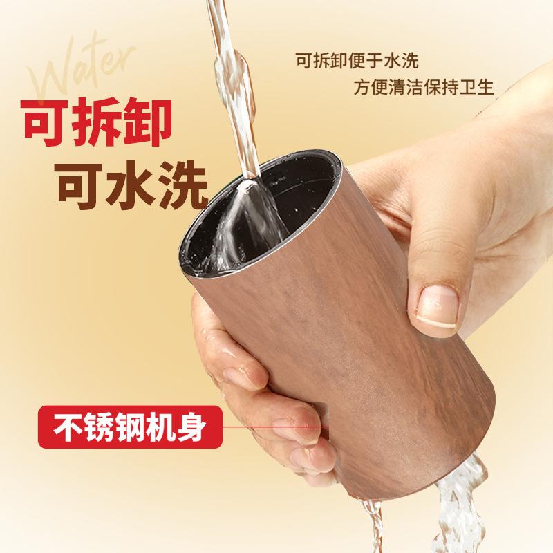 Hand Crank Portable Coffee Grinder Grinder Stainless Steel Hand Grinder Appliance Small Household External Adjustment Wood Grain