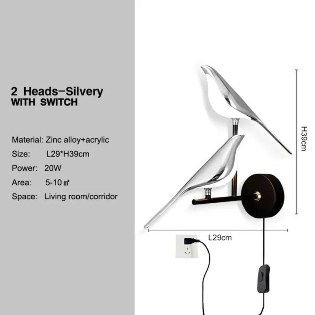 New Magpie Bird LED Wall Lamp Bedside Bedroom Rotation Indoor Wall Light Sconce AC85-265V