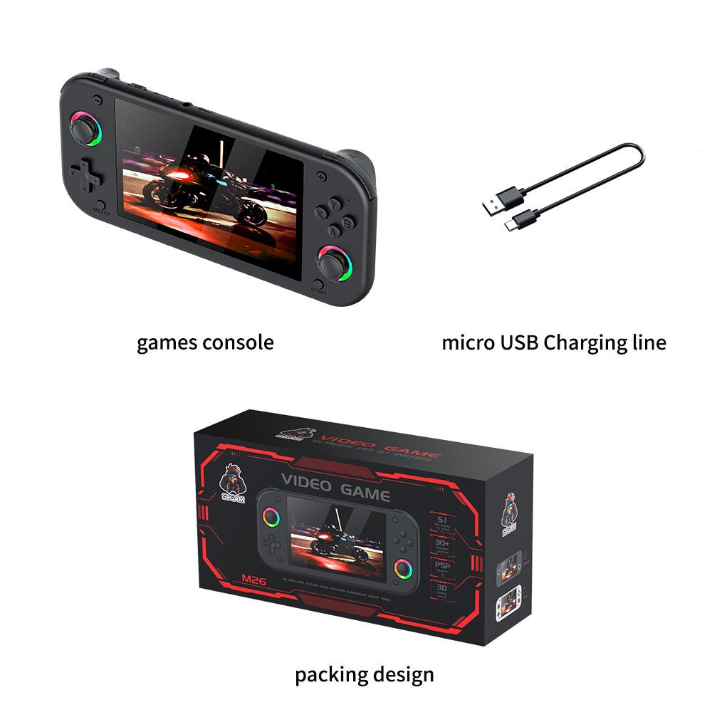 M26 5-inch 3D Handheld Game Console, HD Screen, TV Connectable, Dual Control, Two-Player Support, PS1 Compatible
