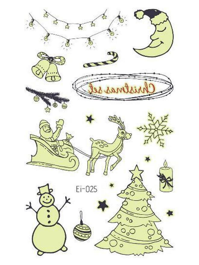 Ricalon Glow-in-the-Dark Waterproof Christmas Temporary Tattoos for Kids