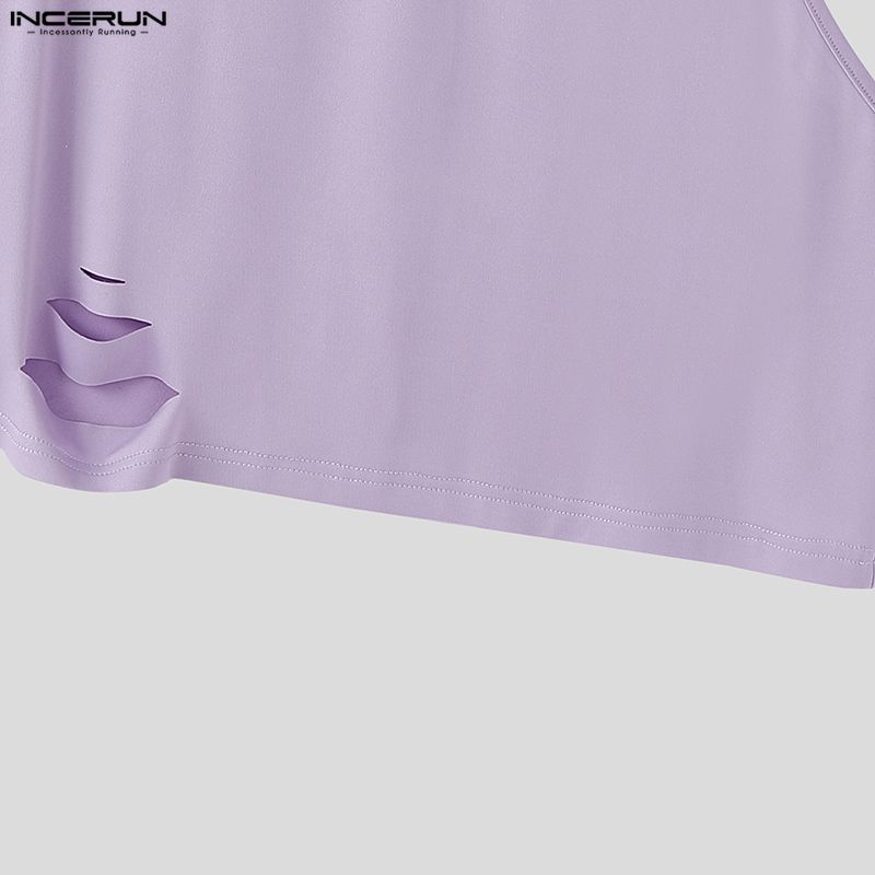 INCERUN Summer Men V Neck Casual Sleeveless Strap Loose Tank Tops