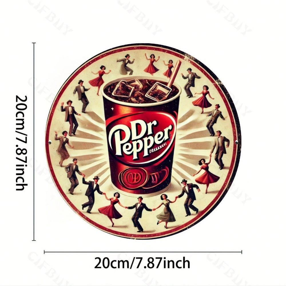 Vintage Dr Pepper Retro Metallplåtskylt 8x8 Tum Rund Väggkonst Dekor för Hem Bar Café