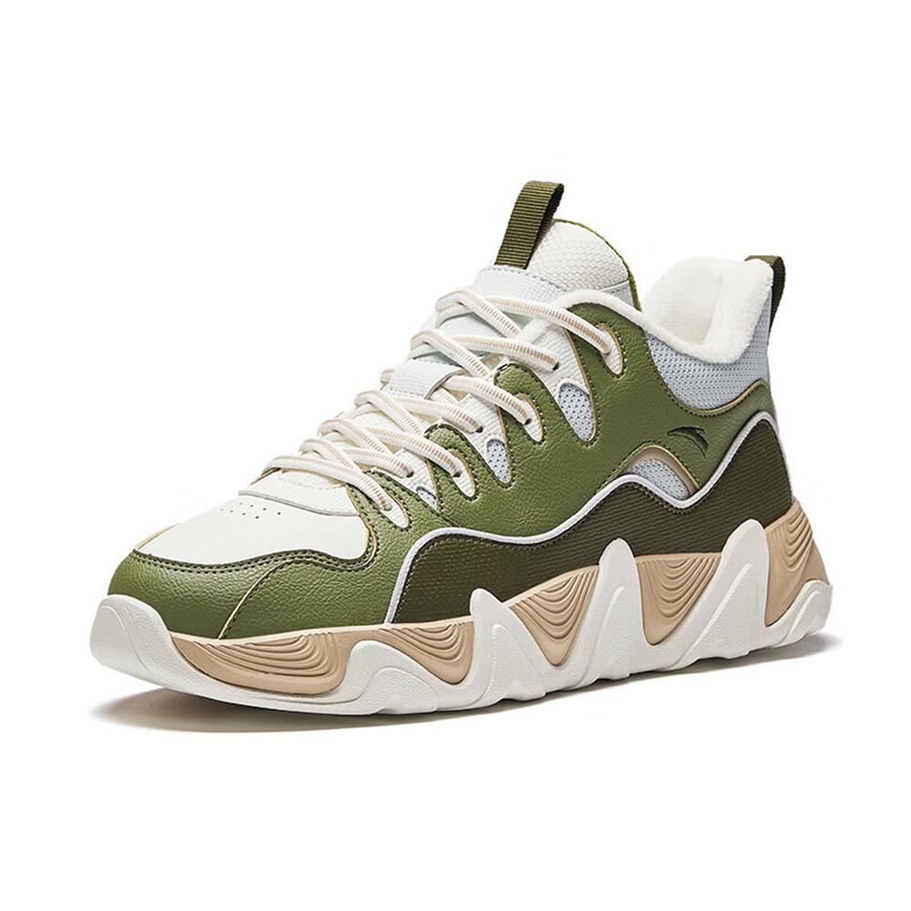 Anta Afterwave 1.0 Fleecové Silné Univerzální Teplé Odolné Středně vysoké Tenisky Pánské Tenisky Bílá Zelená 912448916-2