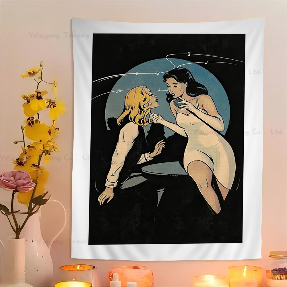 Cartoon Lesbian Kiss Girl Woman Hippie Wall Hanging Tapestries Bohemian Wall Tapestries Mandala INS Home Decor