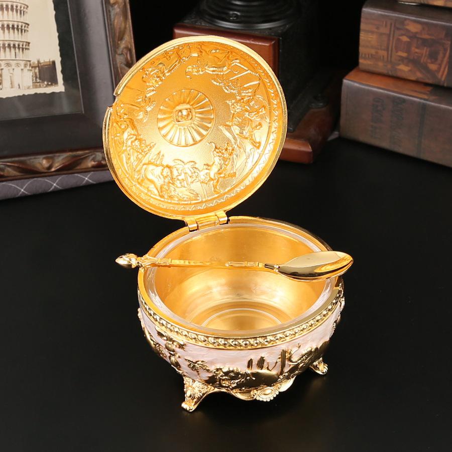 Elephant Carved Seasoning Jar, High-grade Light Luxury Metal Sugar Cup, Household Kitchen Chicken Essence Seasoning Storage Box