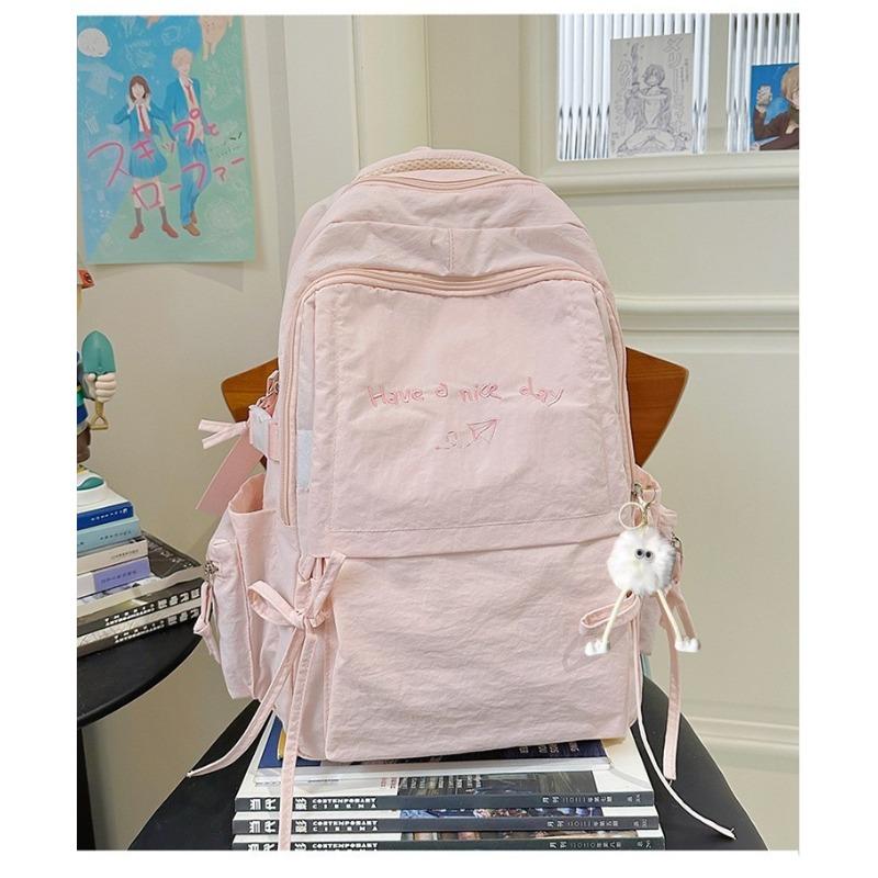 Japanese Style Light Solid Color Backpack Outdoor Travel Large Capacity Backpack Casual Versatile College Student Commuting Schoolbag