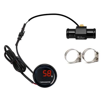 Universal Motorcycle Thermometer Instruments Water Temp Temperature LED Digital Display Gauge Meter With 18mm Temp Temperature Sensor Adapter