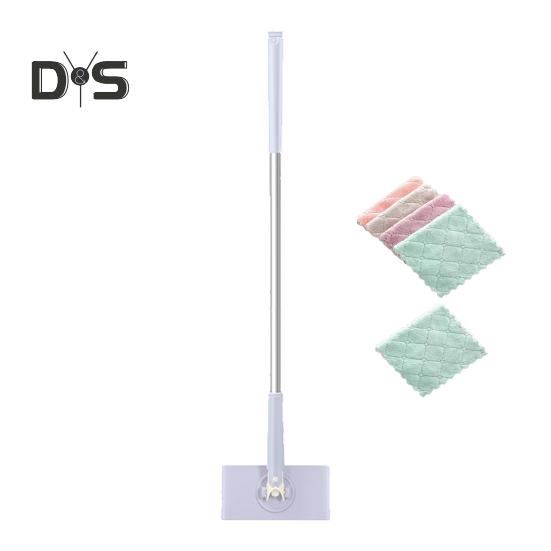 Automatic Cloth Clamp Mop with Rag 360 Degree Rotating Extended Mop Dry/Wet Dual-Purpose Household Cleaning Mop