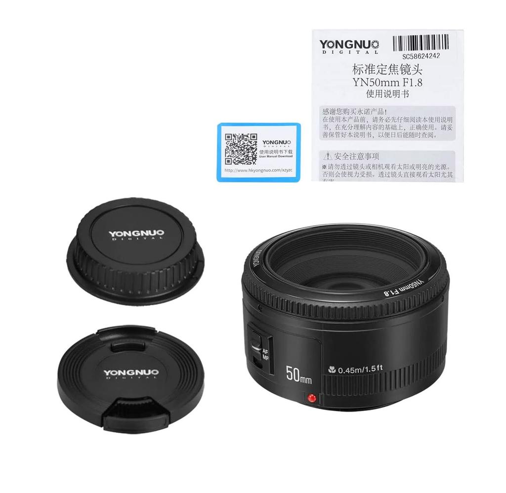YONGNUO Canon YN50mm Prime Lens for Canon EF Standard Lens F1.8 Mount, Full-Frame Compatible,