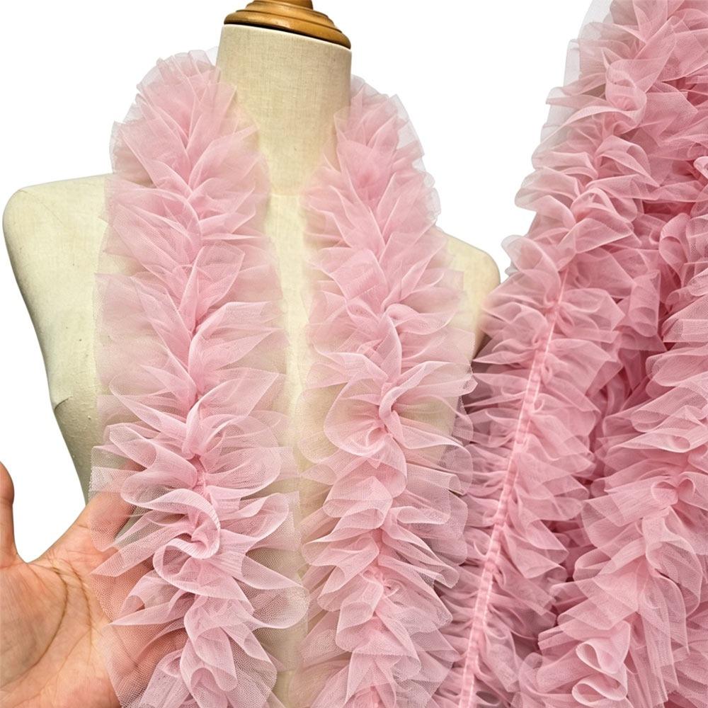 9cm Wide Double-Layer Mesh Colorful Woolen Strips Pleated Skirt Fabric Ruffle Trim Thick Lace Accessories Baby Doll Clothes