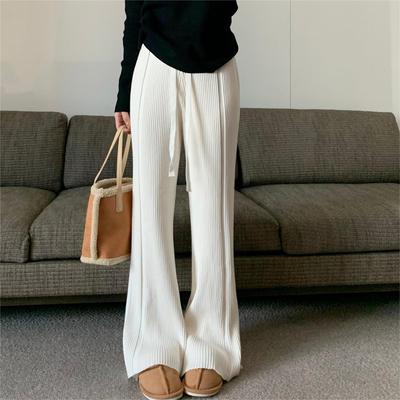 Women's Autumn/Winter Knitted Loose Drawstring Wide Leg Pants