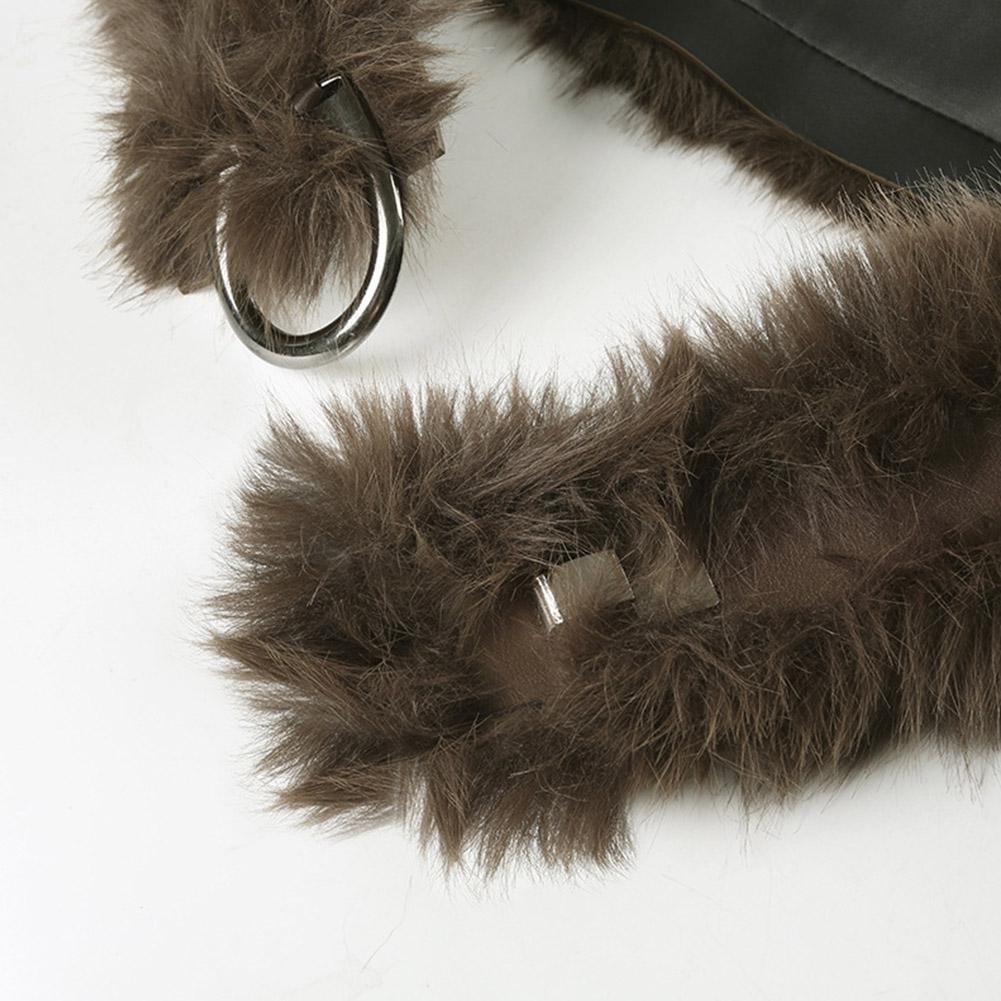 Vintage Furry Design Leather Patchwork Belt Niche Style Waistband Corset P4H7