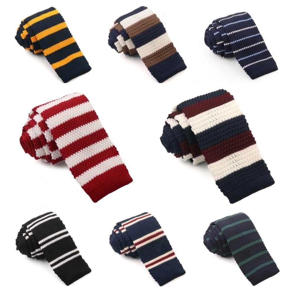 Thicken Knitting Shirt Necktie Fur Men Cravat Simple Striped Knitted Tie Suit Accessories