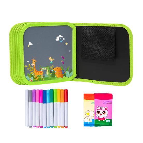 Kids Erasable Graffiti Drawing Book with 12 Watercolor Pens 14 Pages Toddlers Boys Girls Cartoon Doodle Book Educational Drawing Toy