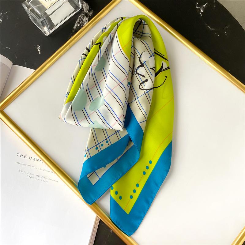 71Cm small square scarf striped plaid scarf women's fashion printed silk scarf versatile decorative collar scarf sunscreen shawl scarf