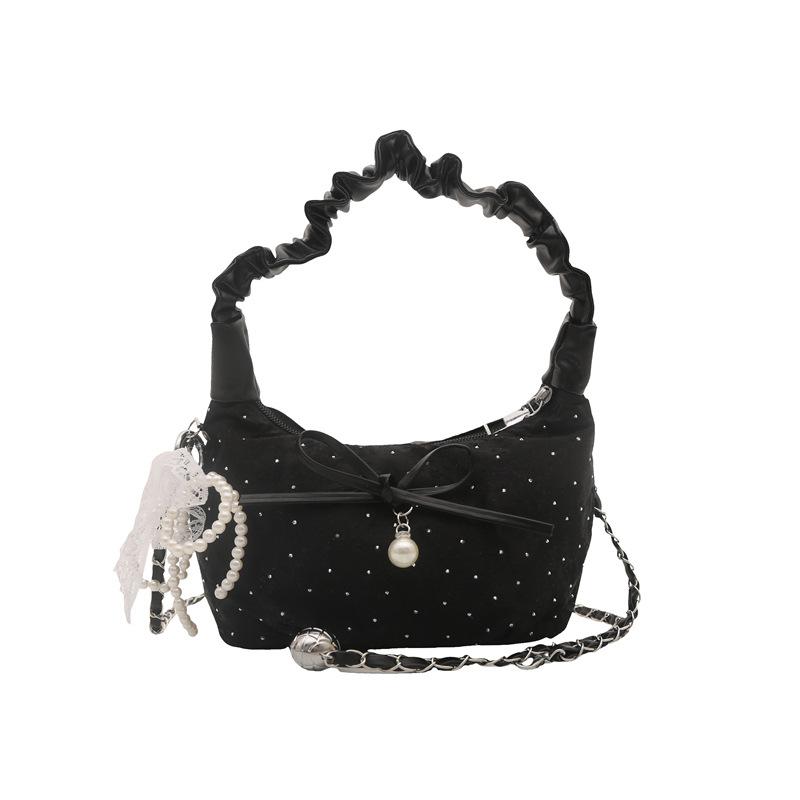 Premium Achseltasche Neue Schleife Ein Schulter Crossbody Damen Tasche Mode Handgefaltete Knödeltasche Perle
