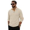 Spring and Autumn Solid Color Sports Long-sleeved Corduroy Tops for Men, Fashionable and Casual Stand-up Collar Outdoor Men's Pullover