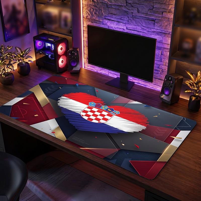 Croatia Football Crest Mouse Pad, Extended Non Slip Rubber Desk Mat for Gaming Office Laptop Fan Gift