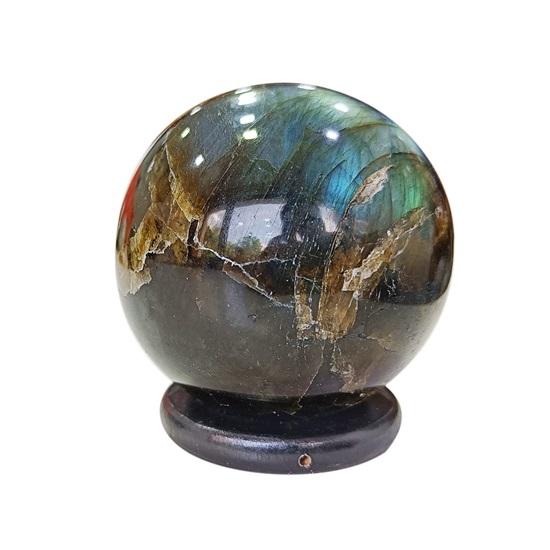 Křišťálová koule pro bytové dekorace, leštěný kulatý labradorit, drahokam
