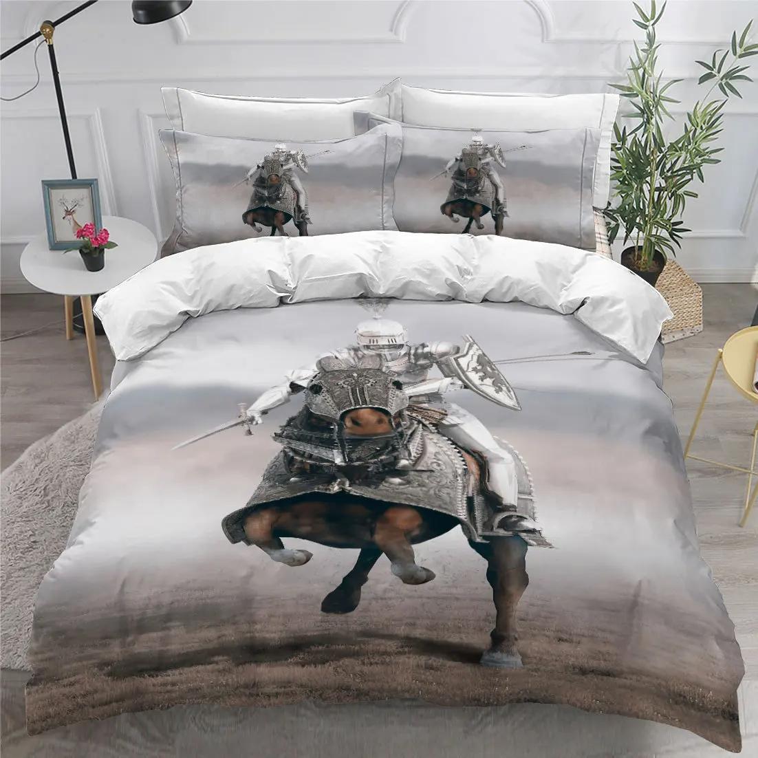 

3D Print Holy Knights Bedding Set Boys Girls Twin Queen King Size Duvet Cover Pillowcase Bed Boys Adult Home Textileextile EU single(135x200cm)