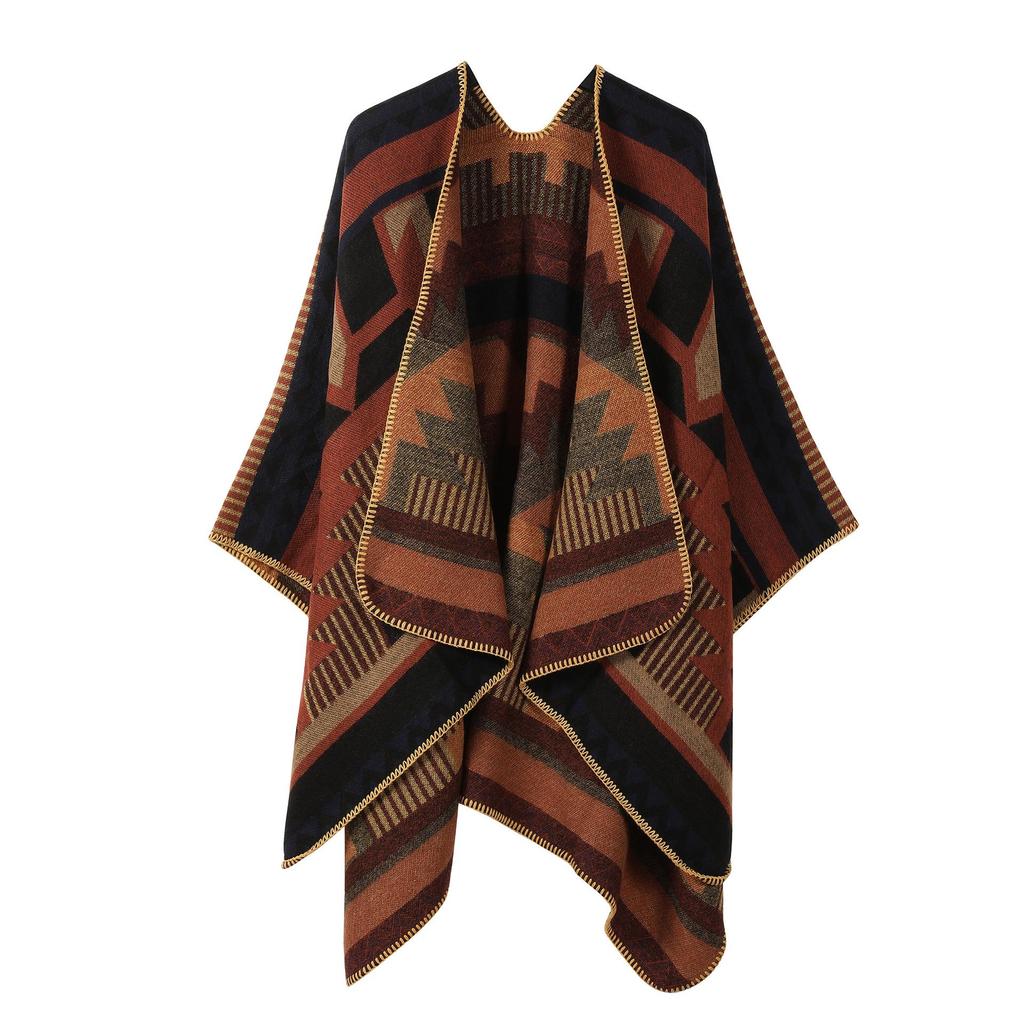 Women's Ethnic Shawl: Northwest Travel Cape, Thick Warm Scarf Cloak