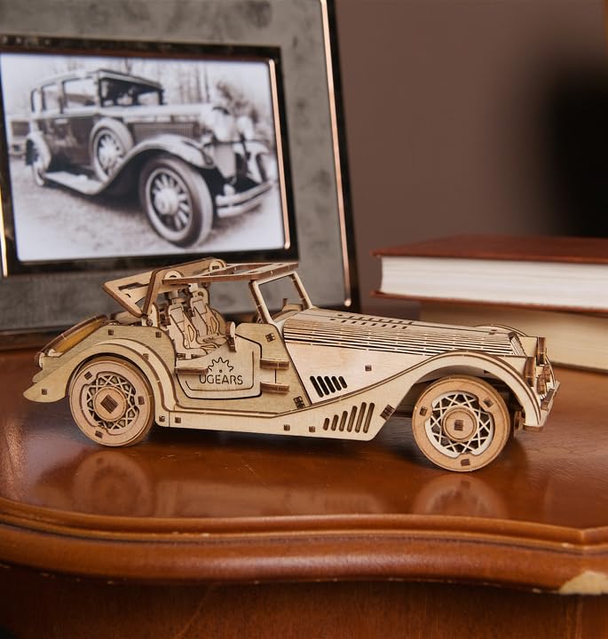 Ugears Sports Car Rabbit Mouse 70202 Wooden Puzzle, Crafts & Models, No Glue or Tools Required, for Adults and Kids