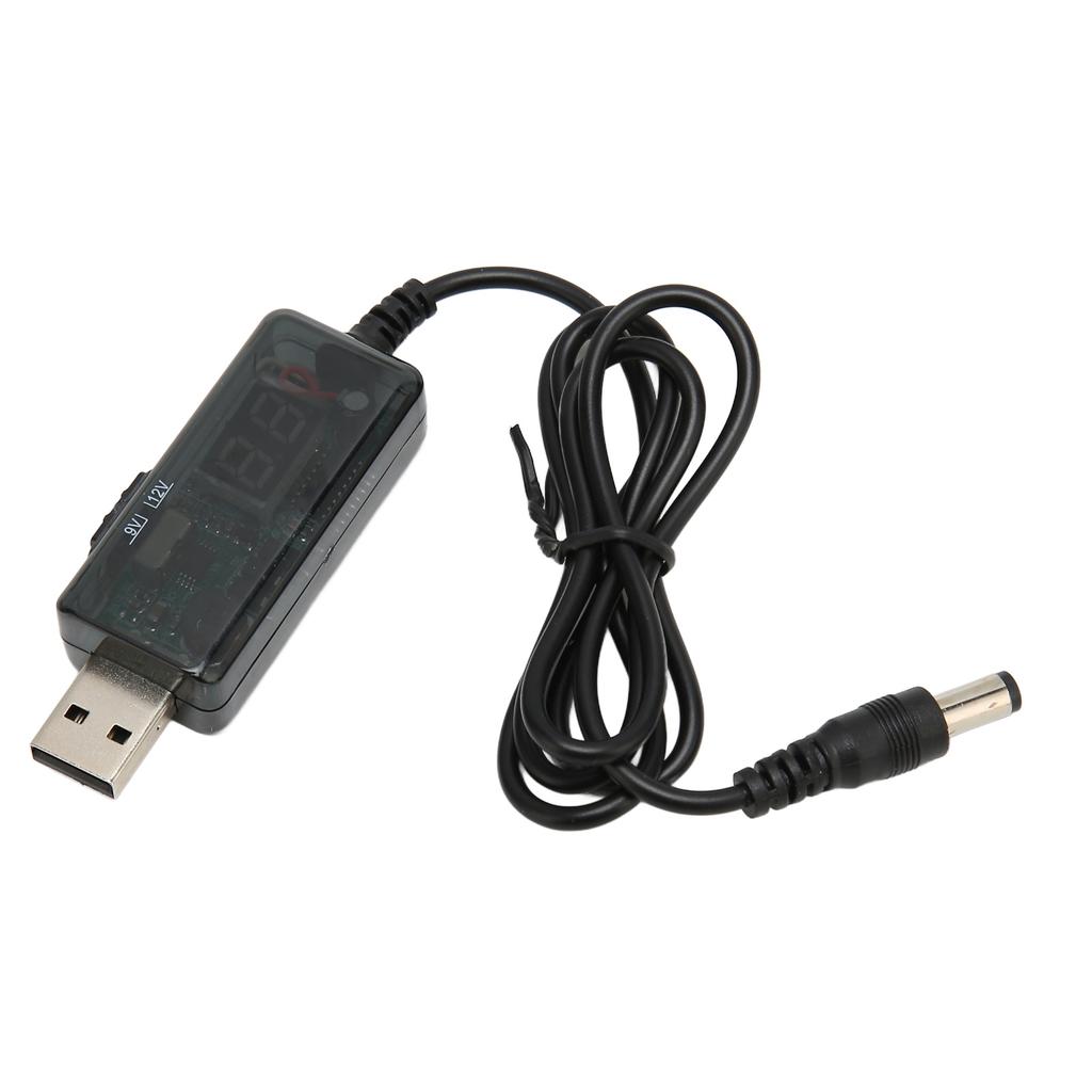 USB Boosting Cable 5V To 9V 12V Adjustable Portable DC USB Step Up Cord with 3.5 X 1.35mm Connector Tip for Fan Table