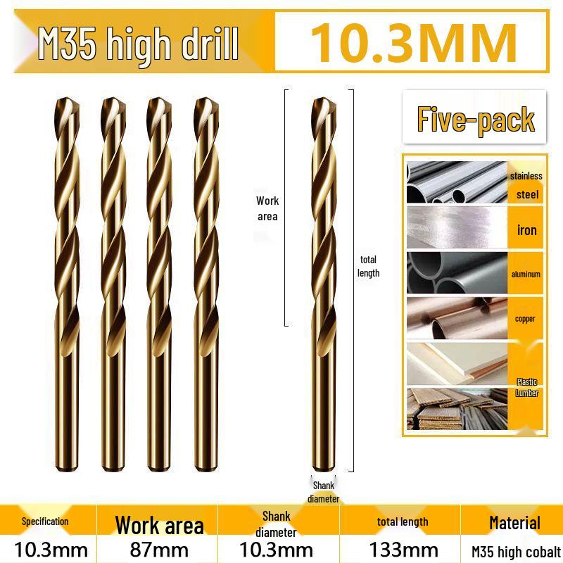 Burghiu elicoidal M35 Cobalt pentru tablă metalică din oțel inoxidabil de înaltă duritate.