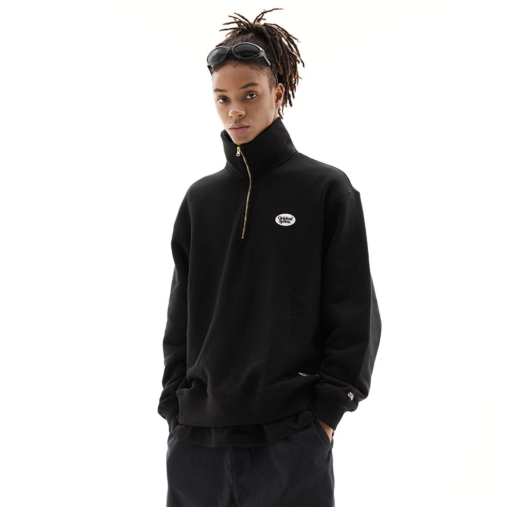 Prospecs Os Half Zip Up Crew Neck Sweat Shirt Black Black/090