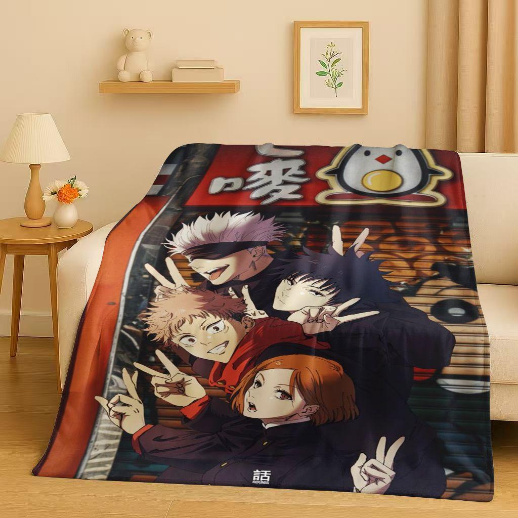 Anime Jujutsu Kaisen Cartoon Itadori Yuj Flanelldecke, Ultraweiche Warme Plüschdecke für Zuhause Schlafzimmer Bett Sofa Abdeckung Kindergeschenk