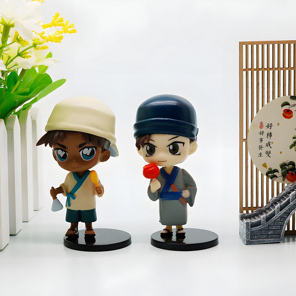 6Pcs/Set Detective Conan Summer Garden Party Series PVC Conan Edogawa Mouriran Jimmy Kudo Figure Collectible Decor Model Toys