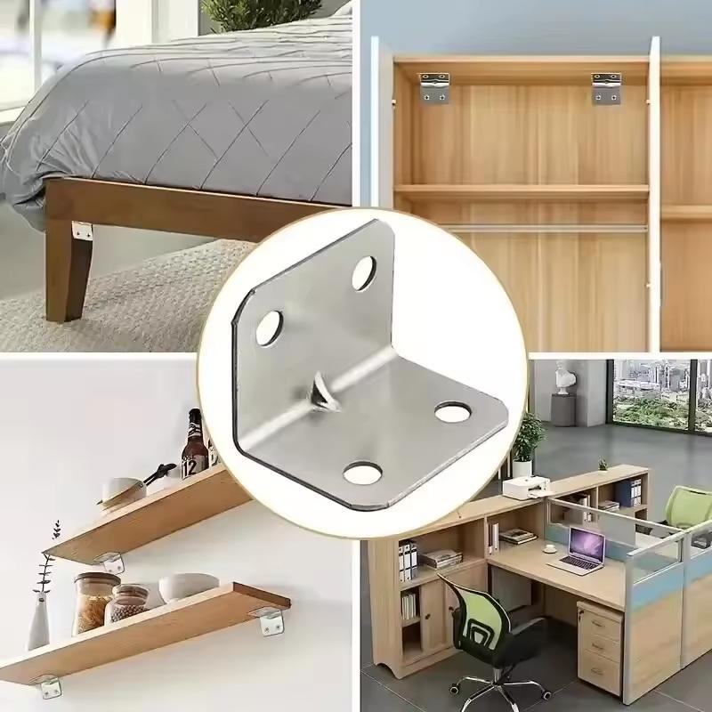 20Pcs Angle Iron Board Table Chair Cabinet Wardrobe Fixed Connector 90-Degree Angle Plate Bracket Shelf Brackets Accessories