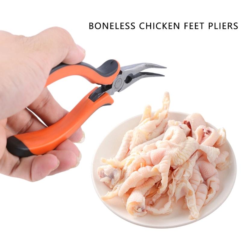 Multiuse Curved Nose Pliers Ergonomic Handle Kitchen Gadget Suitable for Deboning Chicken, Duck Feet Spring Loaded Tool