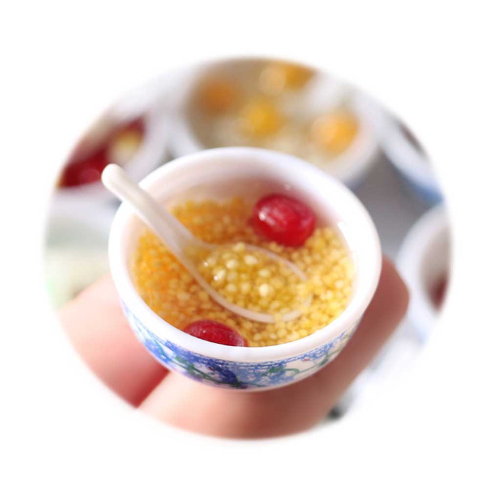 10pcs Mixed Random Miniature Bowl Soup Mini Chinese Cuisine Pretend Food for Doll House Kitchen Decor Accessories Toys Key Chain