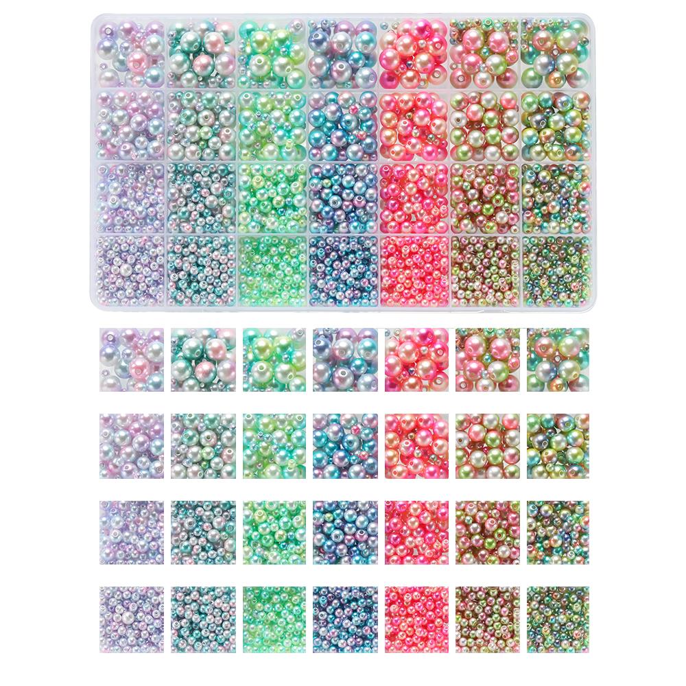 2220Pcs/Box 4/6/810mm Colorful ABS Imitation Pearl Beads for Necklace Bracelet Earrings DIY Jewelry Making Accessories