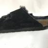 BIRKENSTOCK Arizona Flat Sandals 36 Size 23.0 Black Fleece Lining Made in Germany Shoes Trainers(USED)