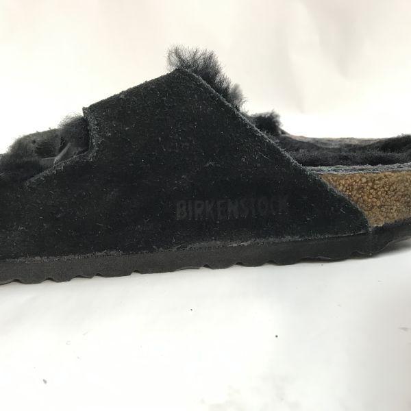 BIRKENSTOCK Arizona Flat Sandals 36 Size 23.0 Black Fleece Lining Made in Germany Shoes Trainers(USED)