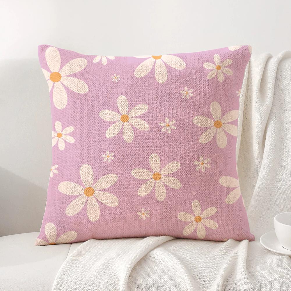 Romantic Daisy Print Spring Cushion Cover Natural Linen Organic Fabric DoubleSided Printing Sofa Home Decor Breathable