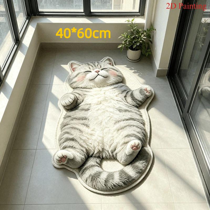 Imitation Cashmere Cat Floor Mat Thickened Water Absorbent Non-Slip Soft Rug for Bathroom Bedroom Front Door Decor