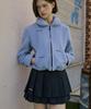 Candini Navy Wool Tiered Pleated Skirt
