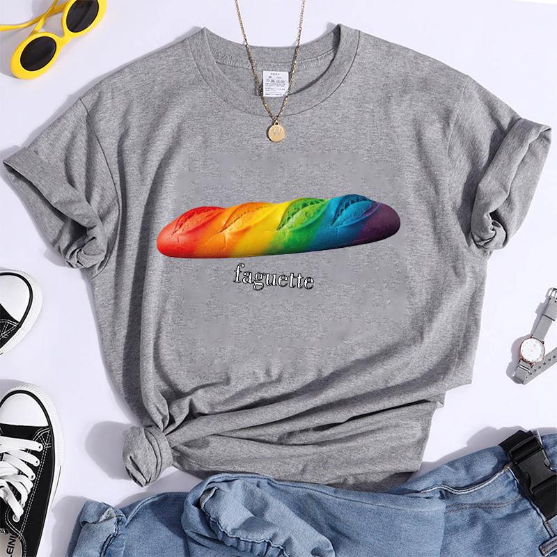 Fun Baguette Faguette LGBT Tshirts Women Men Short Sleeve Lesbian Bisexual Streetwear Fashion Crewneck GAY Trend Tshirts